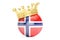 Crown with flag of Kingdom of Norway, 3D rendering