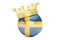 Crown with flag of Kingdom of Sweden , 3D rendering