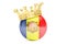 Crown with flag of Principality of Andorra, 3D rendering