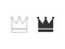 Crown icon in black outline. Luxury queen and king symbol. Black gold crown. Isolated collection in flat design. Vector EPS 10