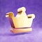 Crown icon. Gold glossy Crown symbol isolated on violet velvet background.