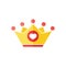 Crown icon with heart sign. Authority icon and favorite, like, love, care symbol