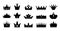 Crown icons black silhouettes flat style set
