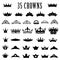 Crown icons. Princess crown. King crowns. Icon set. Antique crowns. Vector illustration. Flat style.