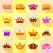 Crown icons set colorful, flat style