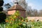 Crown imperial flowers, Fritillaria Imperialis. Photographed in spring in the walled garden at Eastcote House, London UK