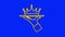 Crown of king hanging over hand with tray. Gold royal icon. Motion Graphic