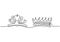 A crown of king and queen in continuous line drawing isolated on white background. A crown symbol of majesty king and queen. The