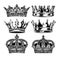 Crown King and Queen Set Black And White King Queen Vector illustrator