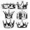 Crown King and Queen Set Black And White King Queen Vector illustrator