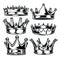 Crown King and Queen Set Black And White King Queen Vector illustrator