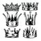 Crown King and Queen Set Black And White King Queen Vector illustrator