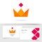 Crown king royal icon logo vector or premium quality golden award idea on business visiting card template flat cartoon