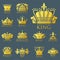 Crown king vintage premium golden badge heraldic ornament luxury kingdomsign vector illustration.