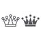 Crown line and glyph icon, royalty and leader, royal sign, vector graphics, a linear pattern on a white background.