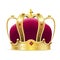 Crown logo. Isolated realistic royal gold crown
