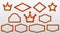 Crown orange wood game avatar frame cartoon vector. Photo banner icon design for rustic ui interface. Rhombus and star