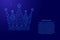Crown Royal Imperial icon schematic from futuristic polygonal blue lines and glowing stars for banner, poster, greeting card.