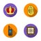 Crown, sarcophagus of the pharaoh, walkie-talkie, picture in the frame.Museum set collection icons in flat style vector