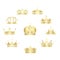 Crown. Set of abstract vintage icons. Vector golden silhouette illustrations on a white background.