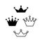 Crown set. Black and white vector illustration.