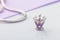 Crown shaped charm bead with purple gems for chain bracelet