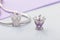 Crown shaped charm bead with purple gems for chain bracelet