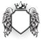 Crown Shield With Wings Vintage Vector illustration