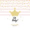 Crown and shining stars. Oh Baby. Baby girl. It`s a girl. Baby shower greeting card