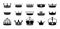 Crown silhouette icon set. Collections of queen tiara. Emperor crowns silhouette. King diamond coronation crowning
