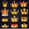 Crown vector golden royal jewelry symbol of king queen and princess illustration sign of crowning prince authority and