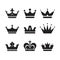 Crown vector icons set. Crowns signs collection. Crowns black silhouettes. Design elements