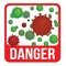 Crown virus vector illustration warning sign. Schematic representation of virus