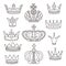 Crowns royal doodle vector set