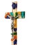 Crucified Christ on a colorful glass cross