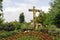 Crucifix in garden