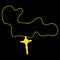 Crucifix and golden rope. Christian symbols