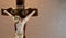 Crucifix image with Jesus Christ crucified on neutral background