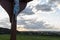 crucifix on a september evening sky in south germany rural area