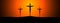 Crucifixion of Jesus Christ on the cross at sunset. Sun Rays.Vector Illustration