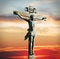 Crucifixion of Jesus Christ on the sunset