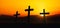 Crucifixion Of Jesus Christ at sunset, three Crosses On Hill