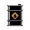 Crude oil drum vector illustration gasoline gallon storage. Black oil barrel.Fracking extraction production oil barrel petroleum.