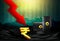 Crude oil price hike concept, rupee down fall concept,