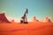 Crude oil pump jack at oilfield. Neural network AI generated