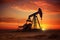 Crude oil pumpjack rig at sunset. Generative AI