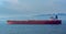 Crude oil tanker in front of Qingdao coastline.