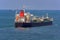 Crude oil tanker underway in sea.