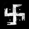 A crudely hand-drawn white and black swastika, ancient Indian symbol