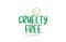 cruelty free green word text with leaf icon logo design